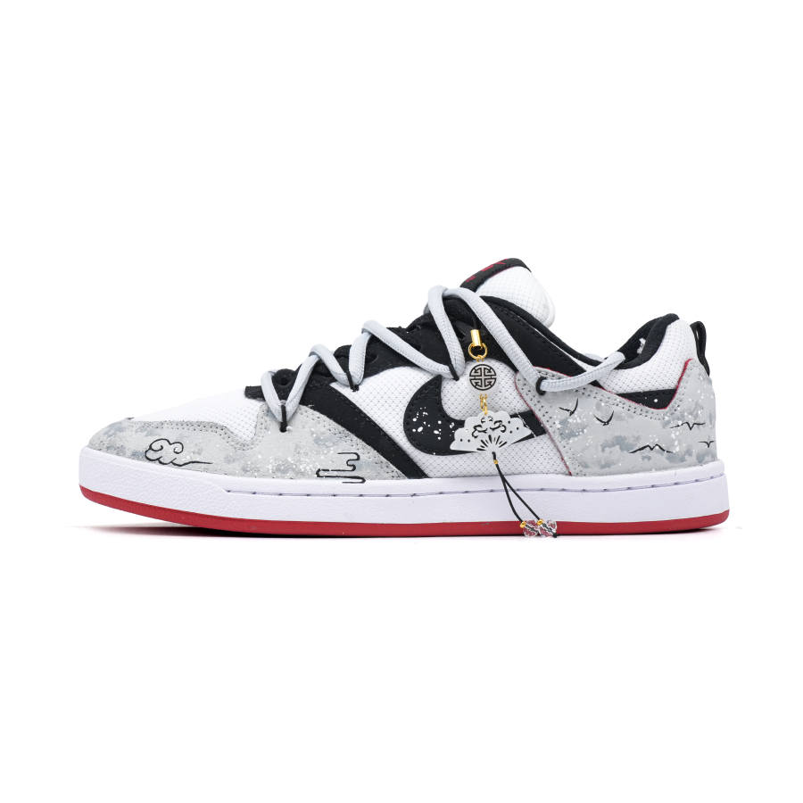 Nike Nike SB Alleyoop Dreamlike Mist Rain Suede Slip Resistant Low top Skateboard Shoes Men's Gray Red
