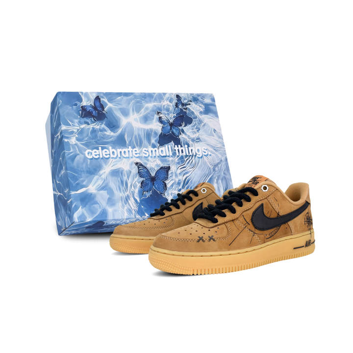 Nike Nike Air Force 1 Slip Resistant, Abrasion Resistant, Lightweight Low top Skateboard Shoes Unisex Black Orange
