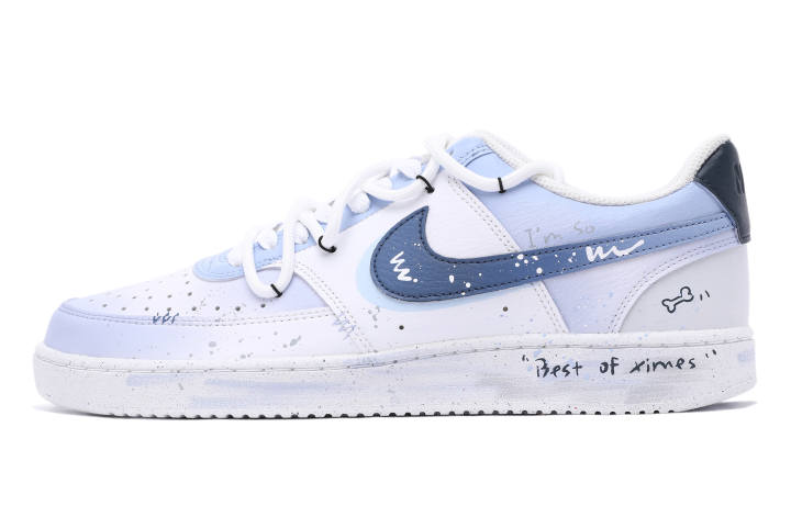 Nike Nike Court Vision 1 Continued Dream Slip Resistant Abrasion Resistant Low top Skateboard Shoes Men's White Blue