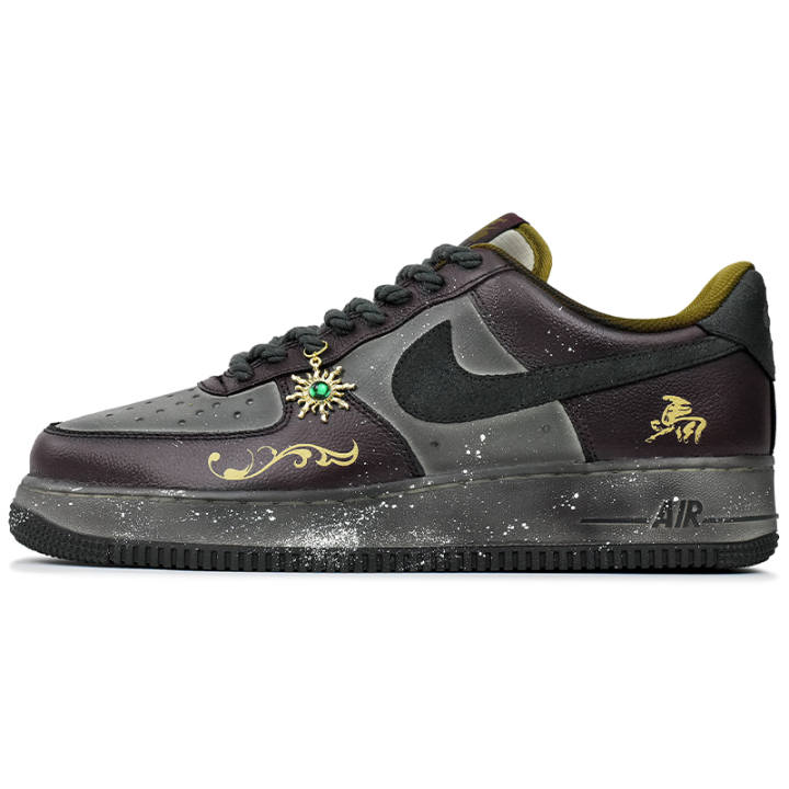 Nike Nike Air Force 1 Abrasion Resistant Low top Skateboard Shoes Men's Brown Green