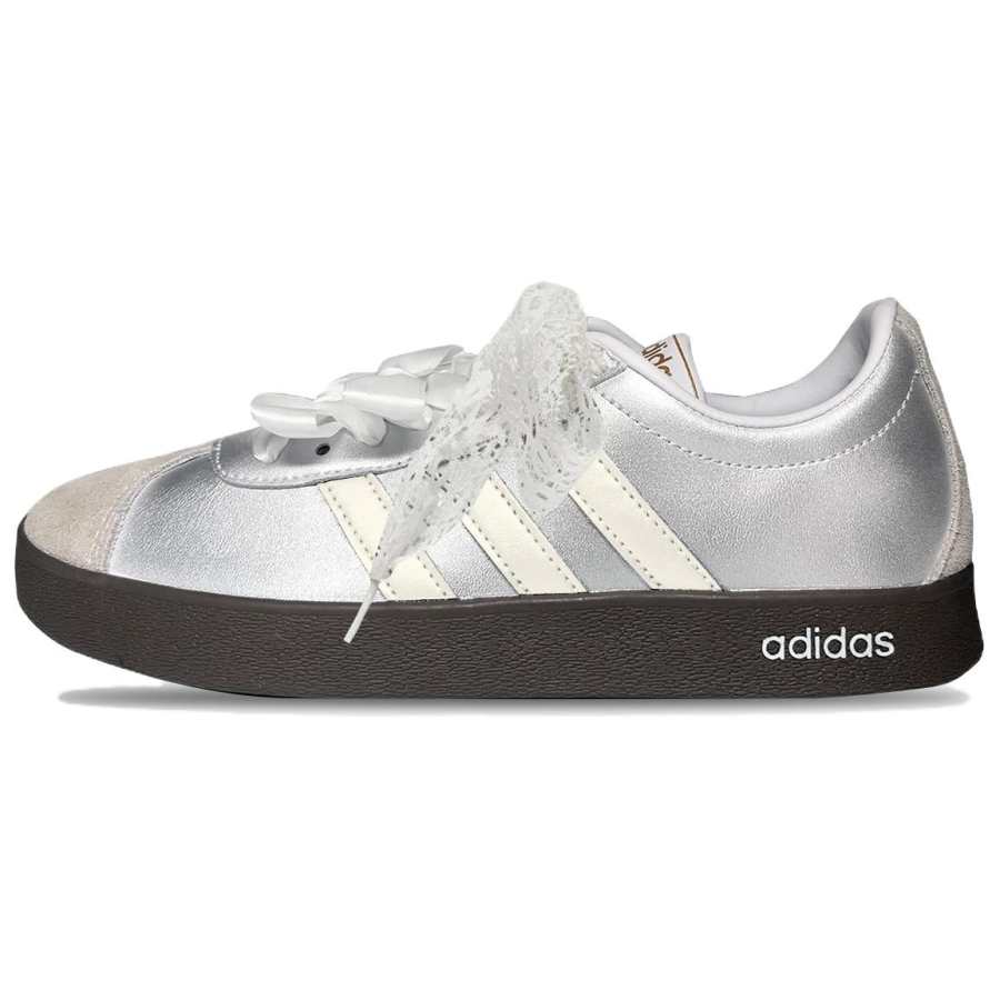 Adidas Neo VL Court 2.0 Zhiye, Bowknot Slip Resistant Abrasion Resistant Low top Skateboard Shoes Unisex Silver White