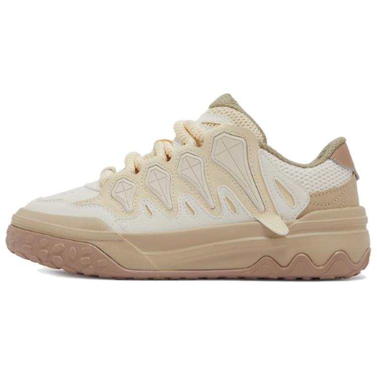 361° Coverage Slip Resistant And Abrasion Resistant Low top Skateboard Shoes Women's White Brown