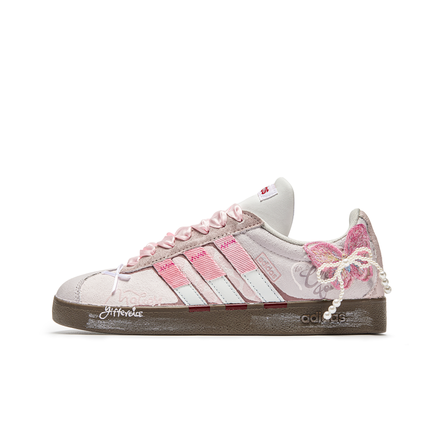 Adidas Adidas Wu Jian, Pink Fabric Cushioning Low top Skateboard Shoes Unisex Pink Brown