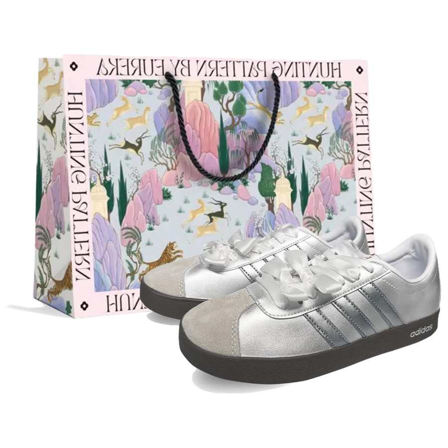Adidas Neo VL Court 2.0 Galaxy Formula Slip Resistant Abrasion Resistant Low top Skateboard Shoes Unisex Silver White