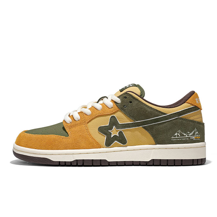 RIPSTAR SKBD Low Maxes Outskirt Textile, Split Cow Leather Slip Resistant Abrasion Resistant Low top Skateboard Shoes
