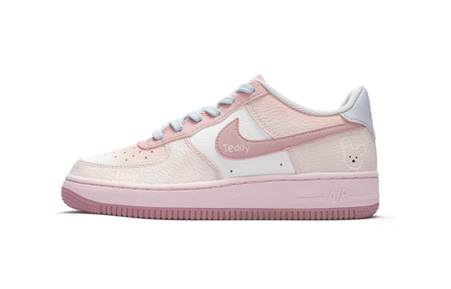 Nike Nike Air Force 1 Puppy Fragment Slip Resistant Abrasion Resistant Low top Skateboard Shoes Women's Pink White