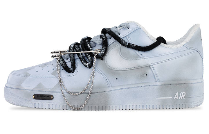 Nike Nike Air Force 1 Slip Resistant, Impact Resistant, Abrasion Resistant Low top Skateboard Shoes Men's White Gray