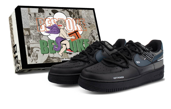 Nike Nike Air Force 1 Vow, Box Included Leather Abrasion Resistant Low top Skateboard Shoes Unisex Black Blue