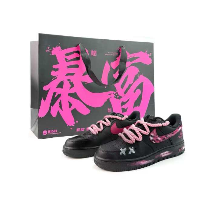 Nike Nike Air Force 1 Dark Rose Skeleton Abrasion Resistant Breathable Low top Skateboard Shoes Unisex