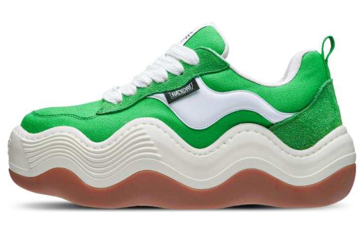 Heyday Triple Wavy GREEN Slip Resistant Abrasion Resistant Low top Platform Puffy Shoes Unisex Green