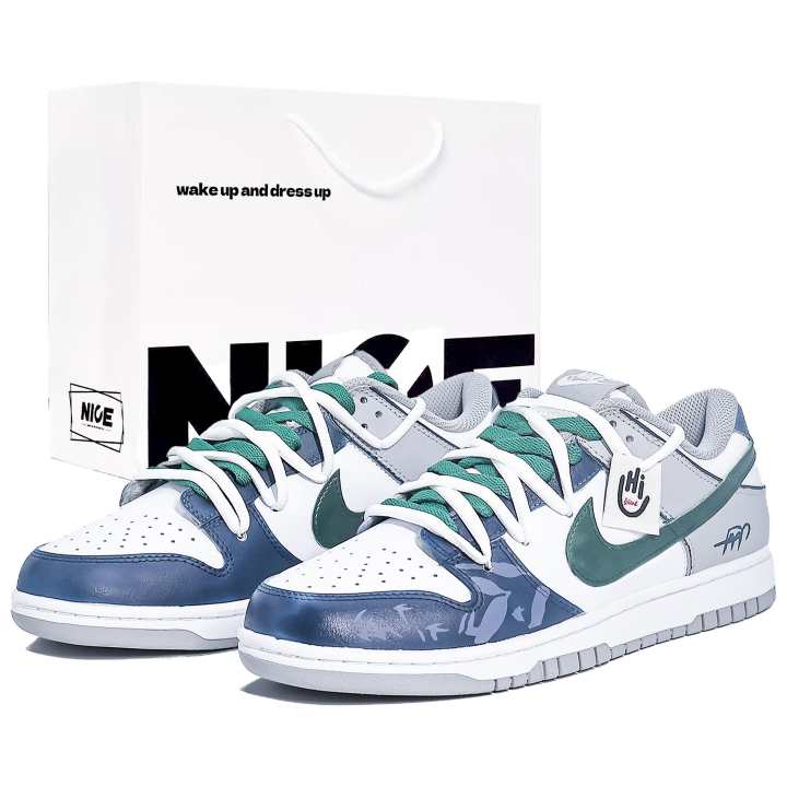 Nike Nike Dunk Abrasion Resistant Low top Skateboard Shoes Unisex Blue Green