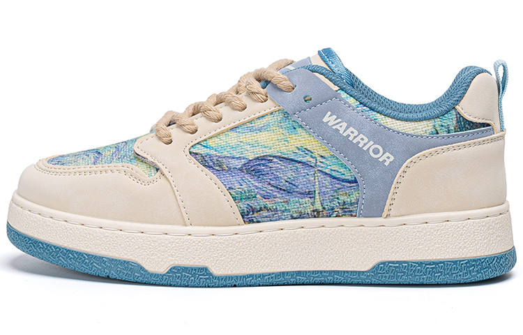 WARRIOR Warrior Slip Resistant Low top Skateboard Shoes Unisex Blue Beige