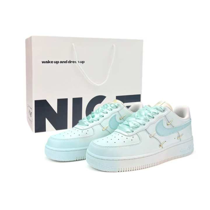 Nike Nike Air Force 1 Mini Gold Frozen Abrasion Resistant Low top Skateboard Shoes Unisex Ice Blue