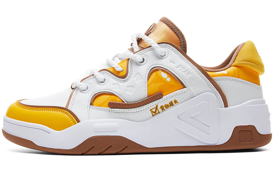 PEAK Skateboard Shoes Men's Low Top White Coffee Brown