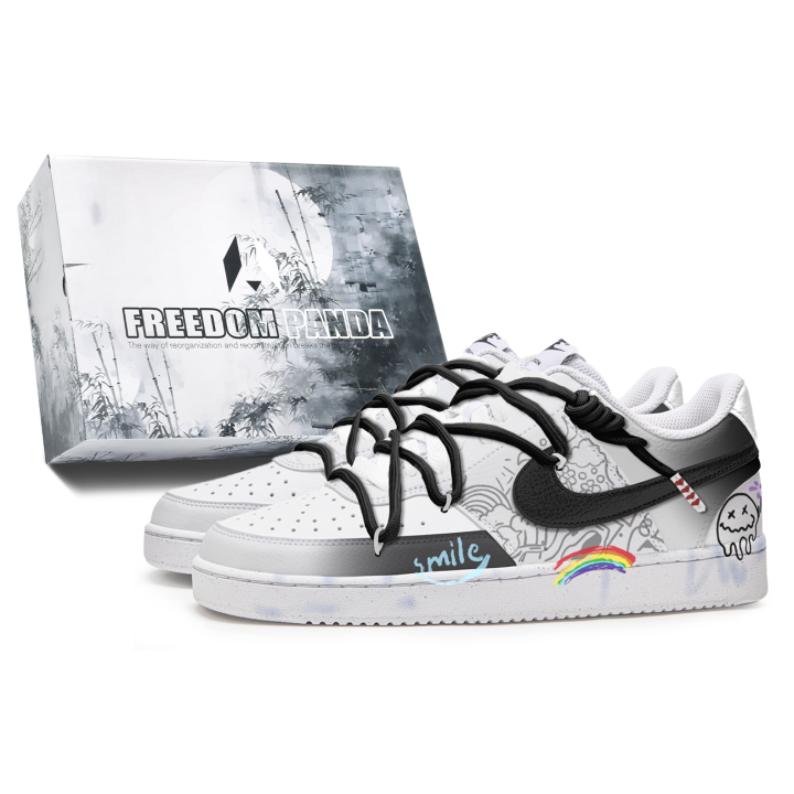 Nike Nike Court Vision 1 Slip Resistant Abrasion Resistant Low top Skateboard Shoes Men's Black White