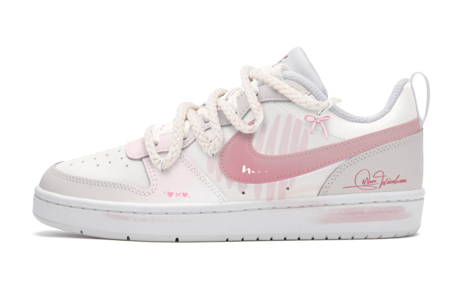 Nike Nike Court Borough Abrasion Resistant Low top Skateboard Shoes Unisex Pink White
