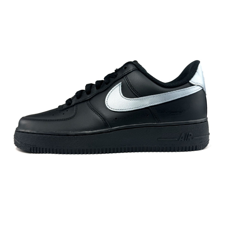 Nike Nike Air Force 1 Slip Resistant Abrasion Resistant Low top Skateboard Shoes Unisex Black Silver