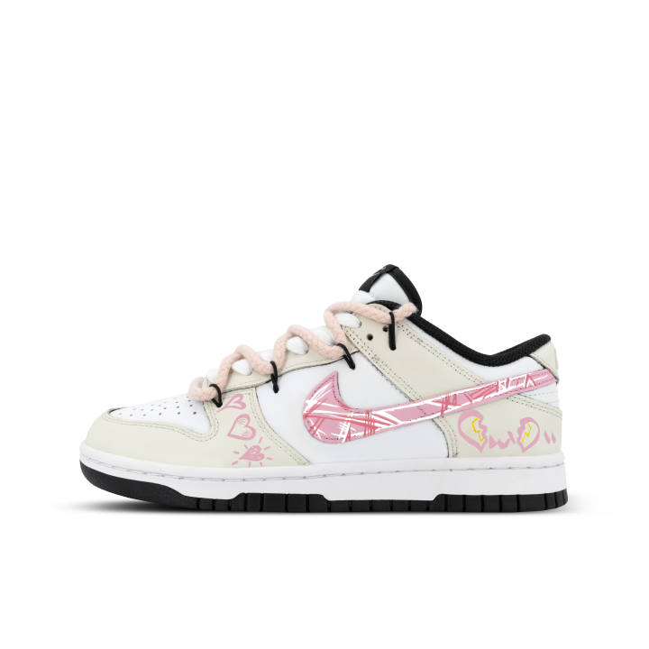 Nike Nike Dunk Panda, Sweetheart Love Low top Skateboard Shoes Unisex White Pink
