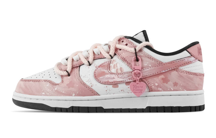 Nike Nike Dunk Pink Floral Shadow Slip Resistant Abrasion Resistant Low top Skateboard Shoes Unisex