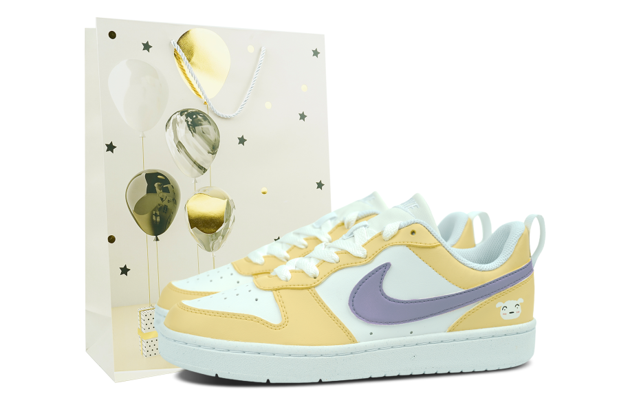 Nike Nike Court Borough Slip Resistant Slip Resistant Low top Skateboard Shoes Women's White Yellow