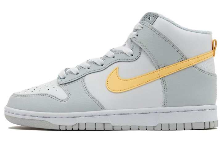 Nike Nike Dunk High 'Grey Yellow' Abrasion Resistant Breathable High top Skateboard Shoes Men's Gray White Yellow