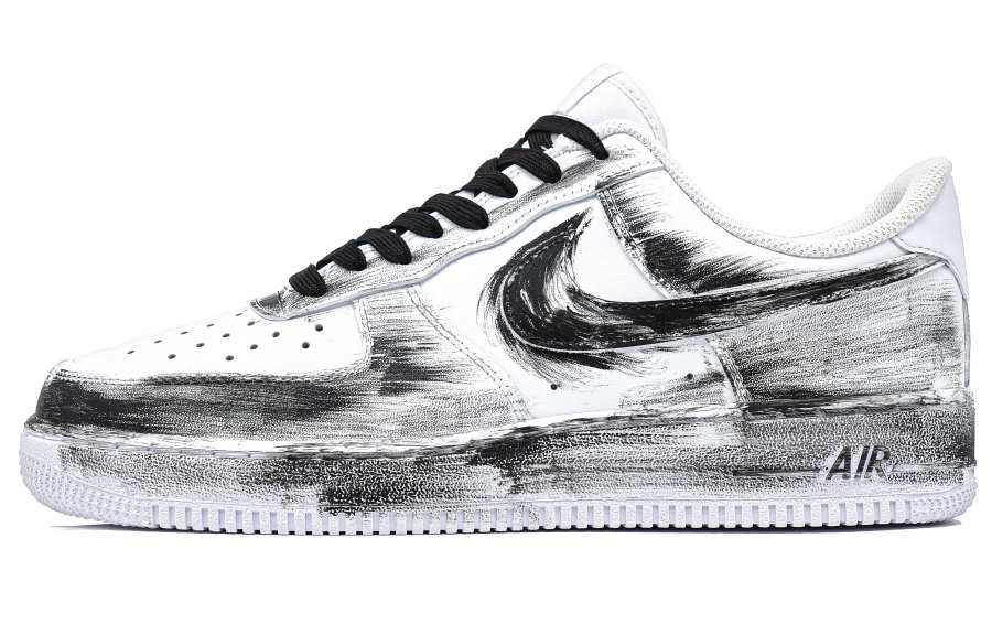 Nike Nike Air Force 1 Gothic Knight Cushioning Lightweight Low top Skateboard Shoes Unisex Black White