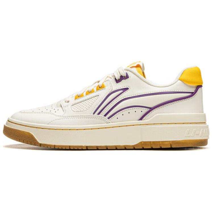 Li-Ning Li Ning BadFive Rising Stars Slip Resistant Abrasion Resistant Low top Skateboard Shoes Unisex White Purple Yellow