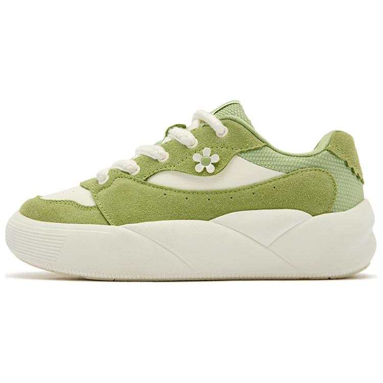 QIAODAN Quality Drying Cushioning Lightweight Low top Skateboard Shoes Women's Green White