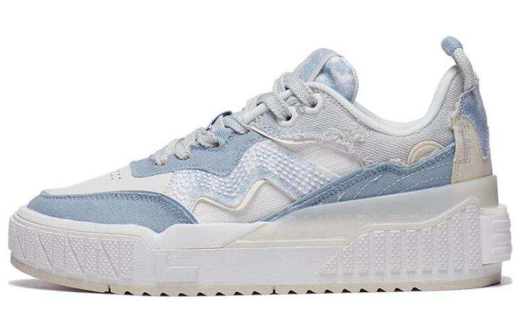 Li-Ning Li Ning 001 Unblock Denim Abrasion Resistant Breathable Low top Skateboard Shoes Women's Blue White