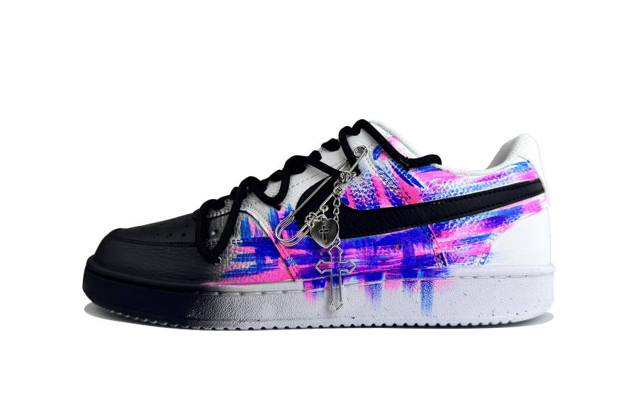 Nike Nike Court Vision 1 Neon City Abrasion Resistant Low top Skateboard Shoes Unisex Blue Pink Black White