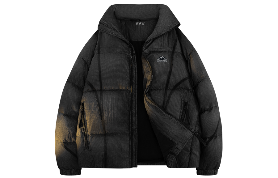 YALU Down Jackets Unisex Stand Collar Fleece Lined Puffer Jacket