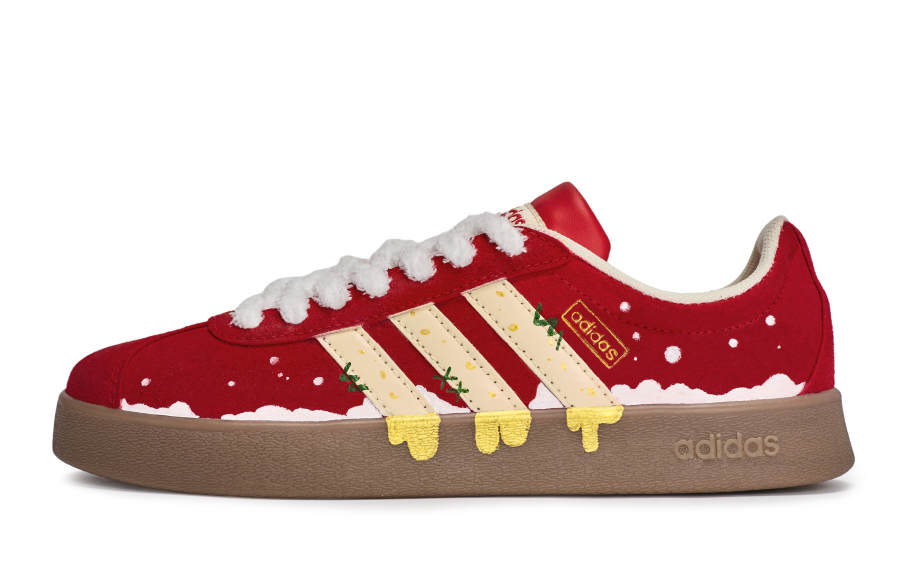 Adidas Adidas Vl Court Classic 811 Manufacturing, Snow Top Golden Bell Low top Skateboard Shoes Unisex White Red Gold