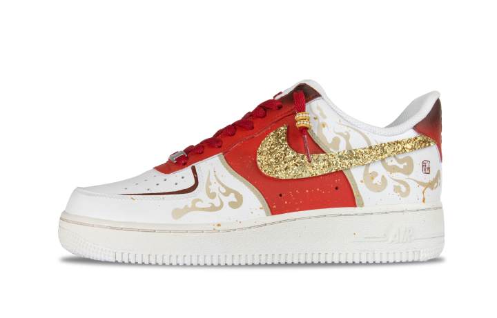 Nike Nike Air Force 1 Slip Resistant Abrasion Resistant Low top Skateboard Shoes Unisex Red