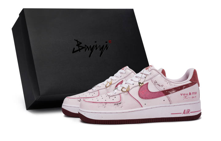 Nike Nike Air Force 1 Slip Resistant Cushioning Low top Skateboard Shoes Women's White Pink