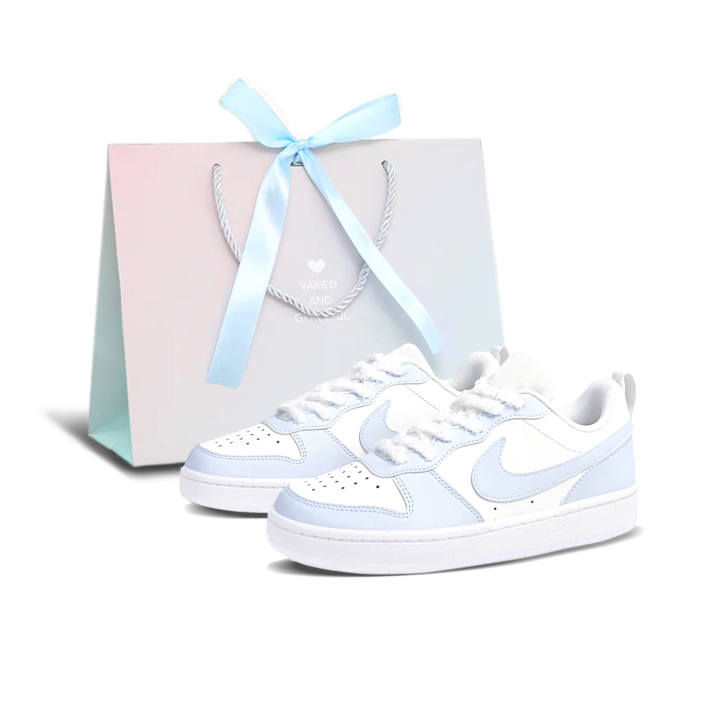 Nike Nike Court Borough White Blue Macaron Slip Resistant Cushioning Abrasion Resistant