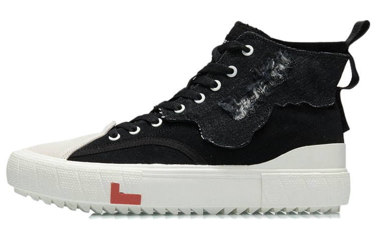 Li-Ning Li Ning CF Wear resistant And Lightweight High top Skateboard Shoes Men's Black White