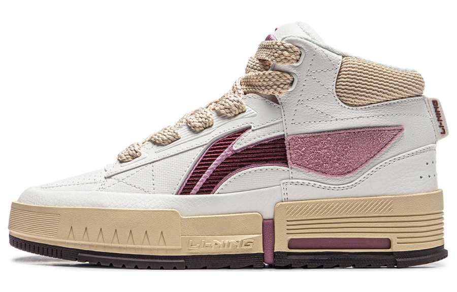 Li-Ning Li Ning Mileage Slip Resistant Abrasion Resistant Mid top Skateboard Shoes Women's White Red