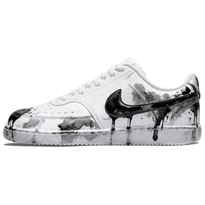 Nike Nike Court Vision 1 Seahorse Seal Leather Abrasion Resistant Low top Skateboard Shoes Men's Black White