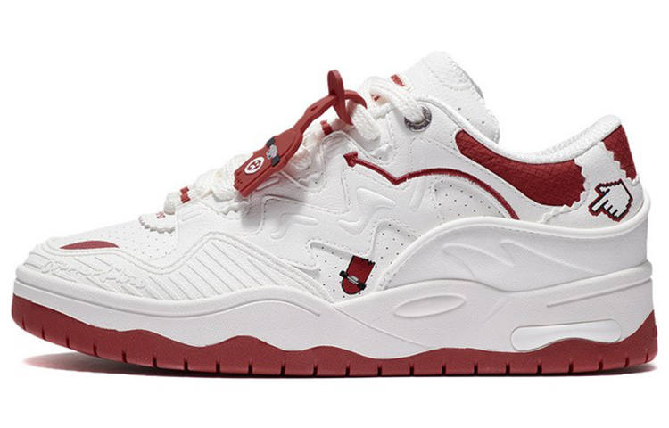 Li-Ning Li Ning CF Tracing Theone Cushioning Slip Resistant Abrasion Resistant Low top Casual Shoes Women's White Red