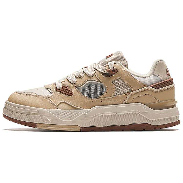Anta Slip Resistant Abrasion Resistant Low top Skateboard Shoes Men's Beige Brown