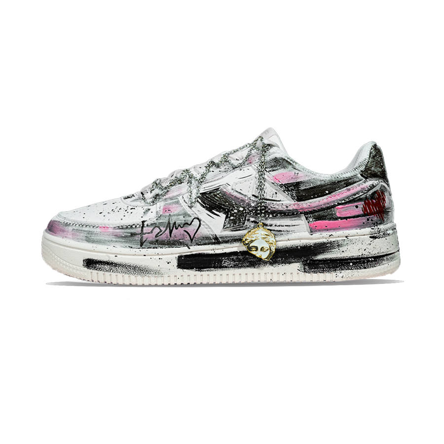XTEP Air Force 1 Slip Resistant Abrasion Resistant Low top Skateboard Shoes Unisex White Black Pink