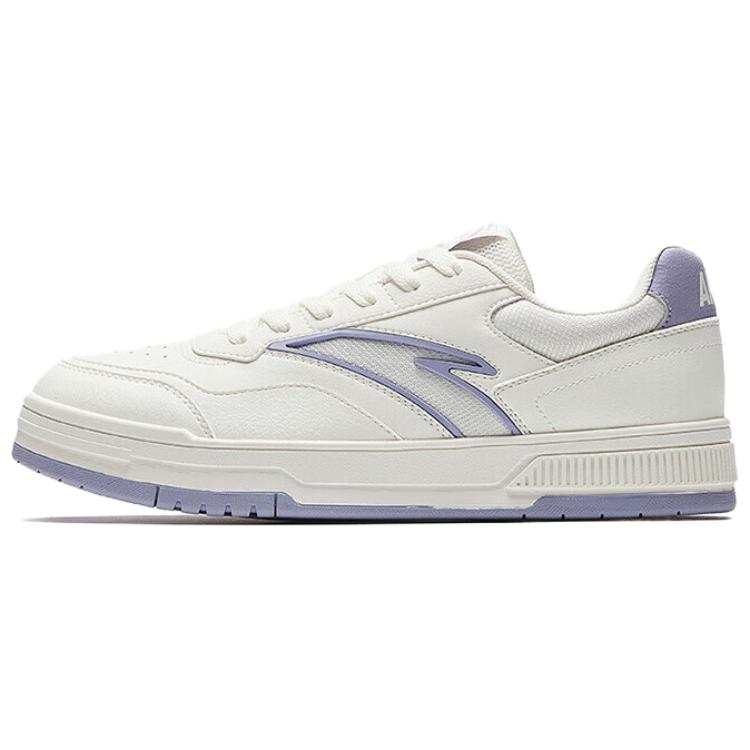 Anta Coverage Slip Resistant And Abrasion Resistant Low top Skateboard Shoes Women's White Purple