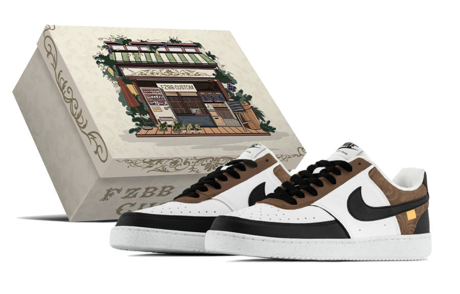 Nike Nike Court Vision 1 Vintage Box, Baroque Cushioning Low top Skateboard Shoes Men's Black Brown