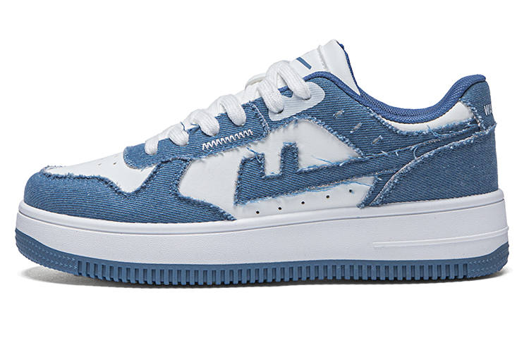 Warrior Wear resistant And Lightweight Low top Skateboard Shoes Unisex White Blue