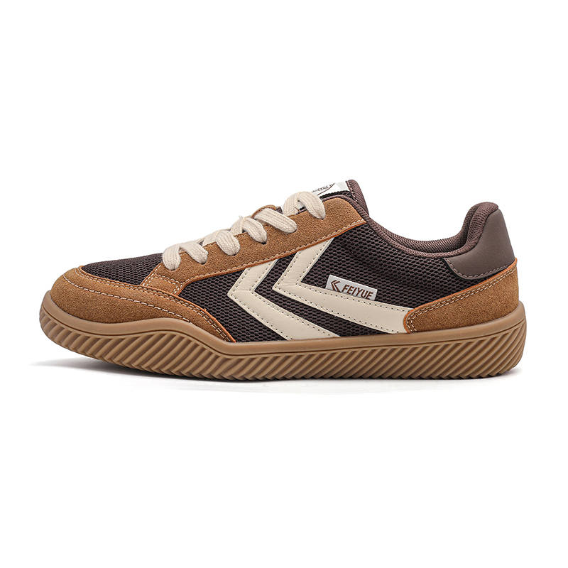 FEIYUE Abrasion-Resistant, Lightweight, And Breathable Low-top Skateboard Shoes Women's Coffee Light Brown Beige