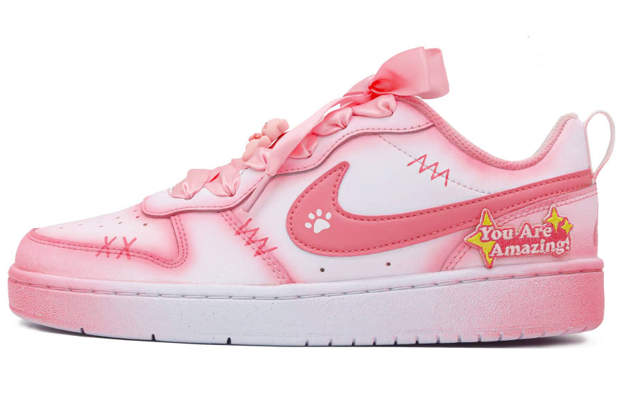 Nike Nike Court Borough Low Leather Slip Resistant Cushioning Abrasion Resistant Low top Skateboard Shoes Women's White Pink