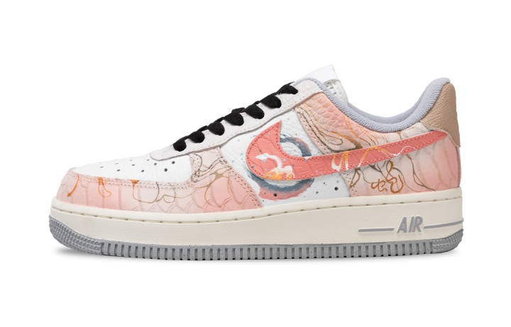 Nike Nike Air Force 1 Slip Resistant Abrasion Resistant Low top Skateboard Shoes Women's Pink White