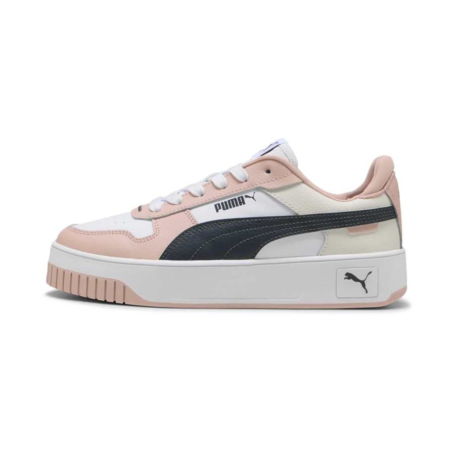 PUMA Carina Street Split Cow Leather, Artificial Leather Low top Skateboard Shoes Women's White Pink