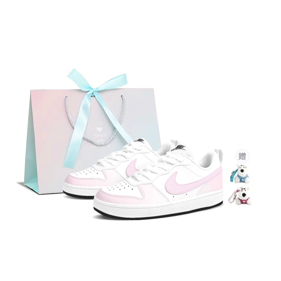 Nike Nike Court Borough Peach Soda Abrasion Resistant Lightweight Low top Skateboard Shoes Women's Pink White