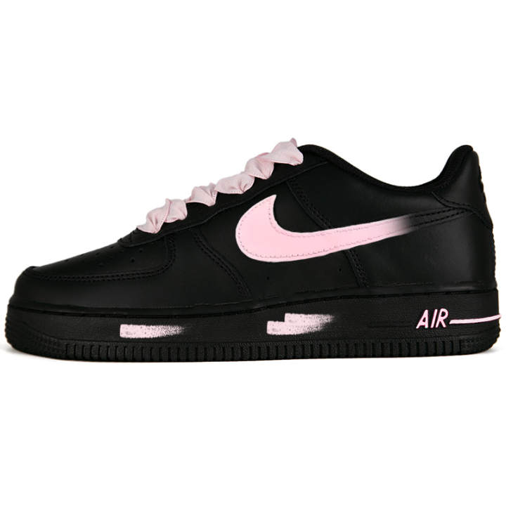 Nike Nike Air Force 1 Black Warrior, Air Force 1 Black Abrasion Resistant Low top Skateboard Shoes Unisex Black Pink